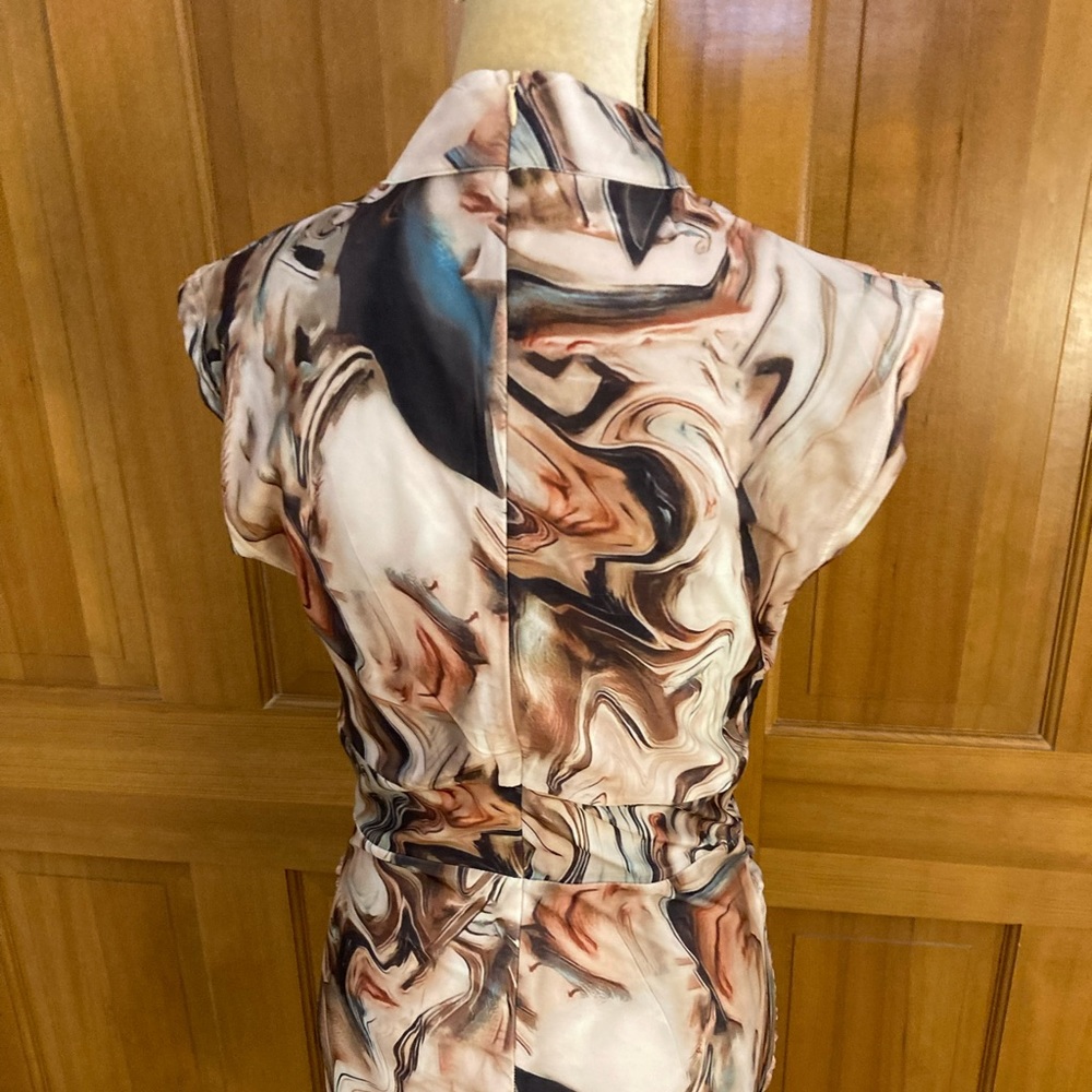 Marble Ruched Mini Designer Dress - Picture 7 of 16